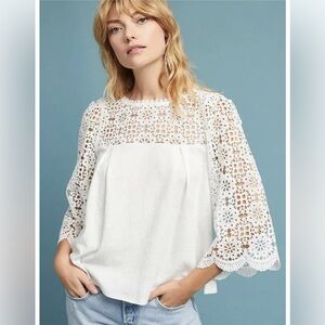 Anthropologie Erin&Ali marigold crochet lace top